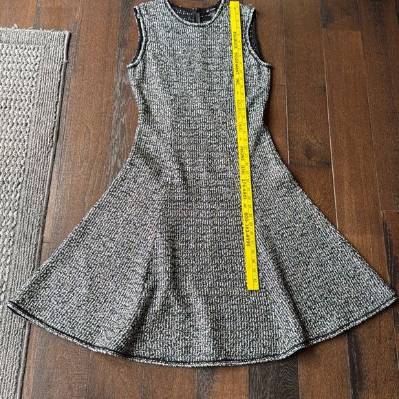 St John wool blend tweed fit and flare midi dress size 8 black and white metalli - Picture 12 of 12